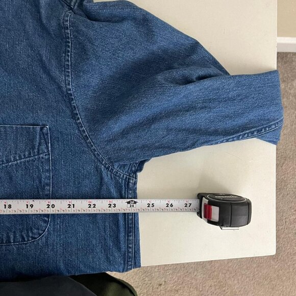 vintage 90s denim preppy western oversized jean button up - Picture 6 of 8